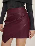 Dark Slate Gray Ruched Mini Skirt with Zipper Trends