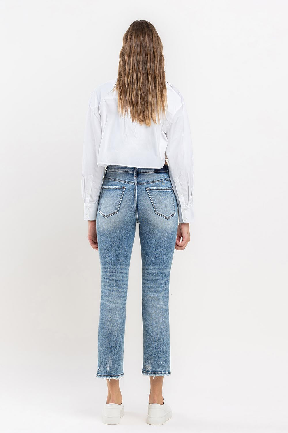 White Smoke Lovervet Full Size High Rise Slim Straight Jeans Denim