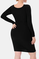 Misty Rose Basic Bae Full Size Built-In Shapewear Square Neck Long Sleeve Dress Cocktail Dresses