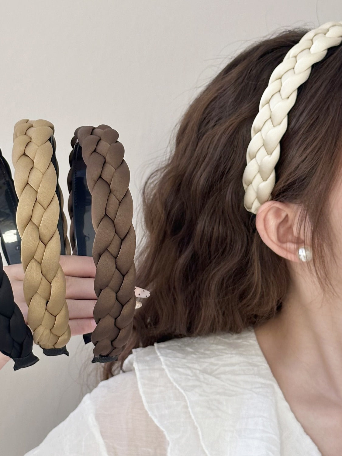 Gray Polyester Braided Wide Headband Trends