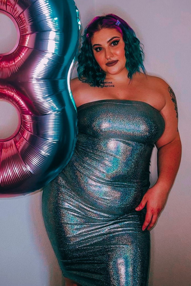 Rosy Brown Gabby holographic dress Curvy Dress