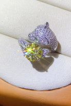 Light Gray 2 Carat Yellow Moissanite Animal Bypass Ring