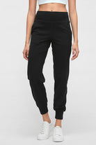 Black Wide Waistband Slant Pocket Pants activewear