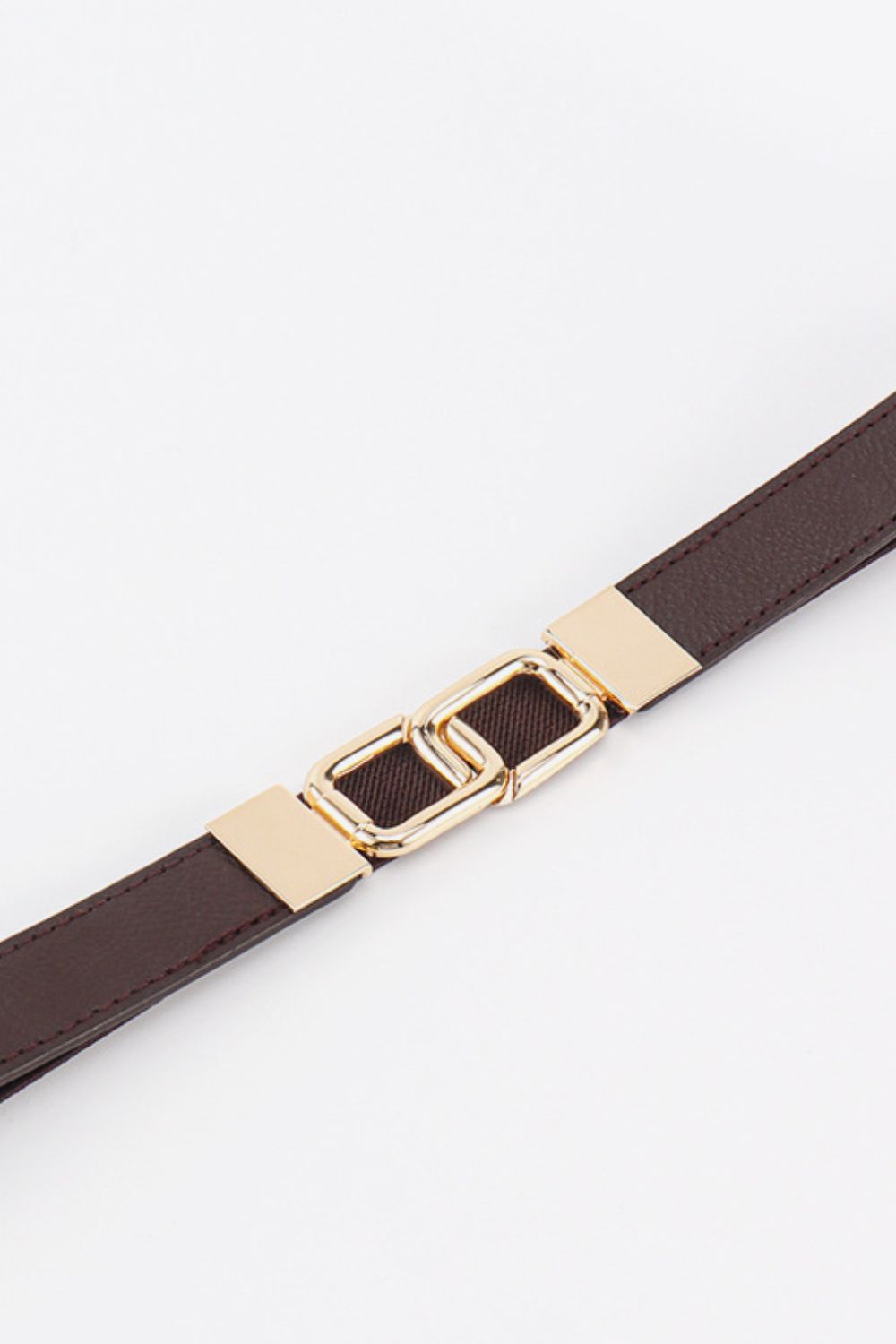 White Smoke Geometric Double Buckle Elastic Belt Trends