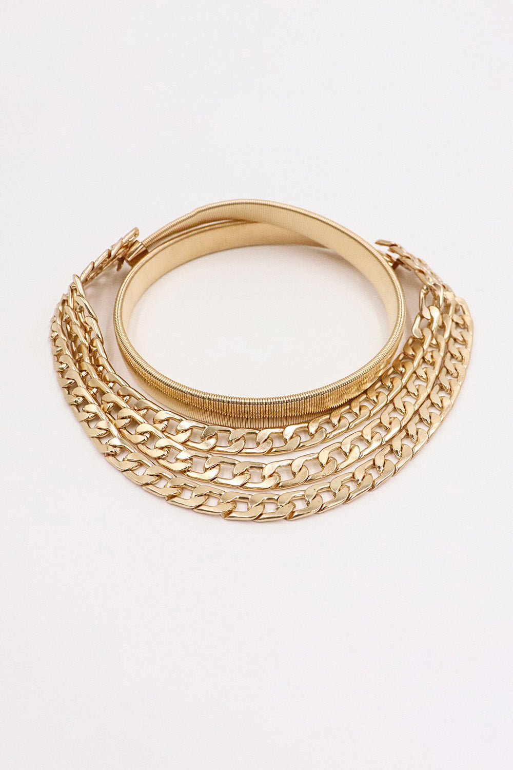 Misty Rose Metal Triple-Layered Chain Belt Trends