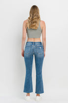 Light Gray Vervet by Flying Monkey Full Size Mid Rise Distressed Cropped Flare Jeans Denim