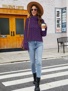 Gray Turtle Neck Cable-Knit Sweater Trends