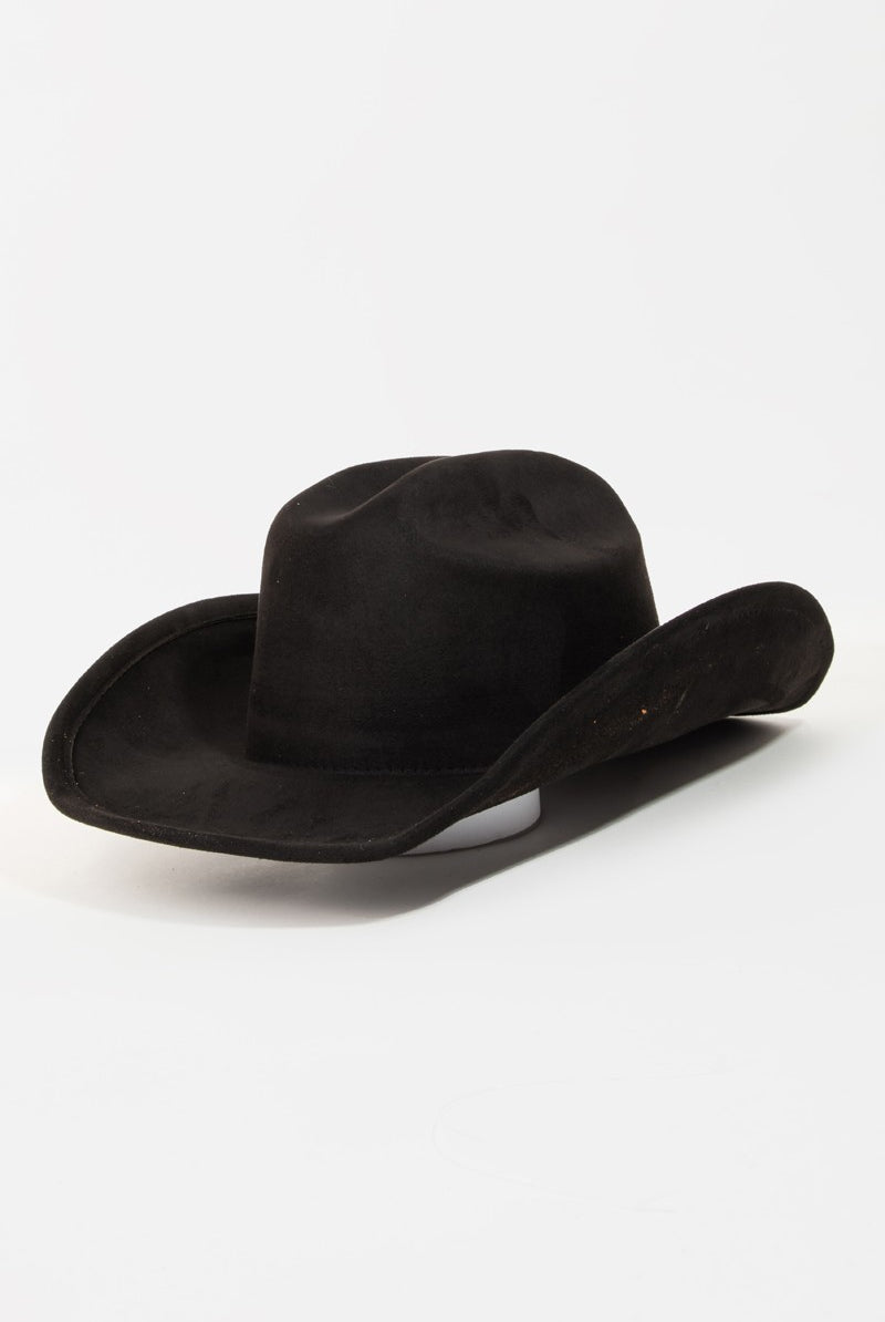 Black Fame Solid Wide Brim Hat