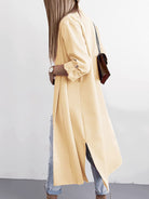 Light Gray Slit Open Front Roll-Tab Sleeve Trench Coat Coats & Jackets