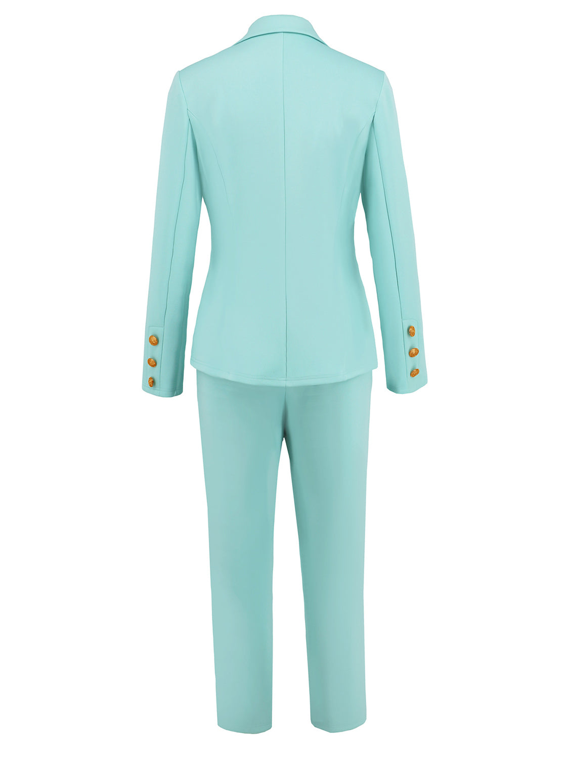 Light Steel Blue Lapel Collar Long Sleeve Blazer and Pants Set Trends