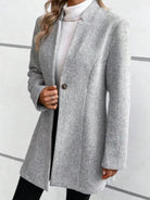 Light Gray One Button Long Sleeve Coat Coats & Jackets