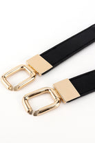 Black Geometric Double Buckle Elastic Belt Trends