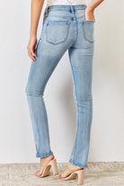 Light Gray Kancan Full Size Mid Rise Y2K Slit Bootcut Jeans Denim