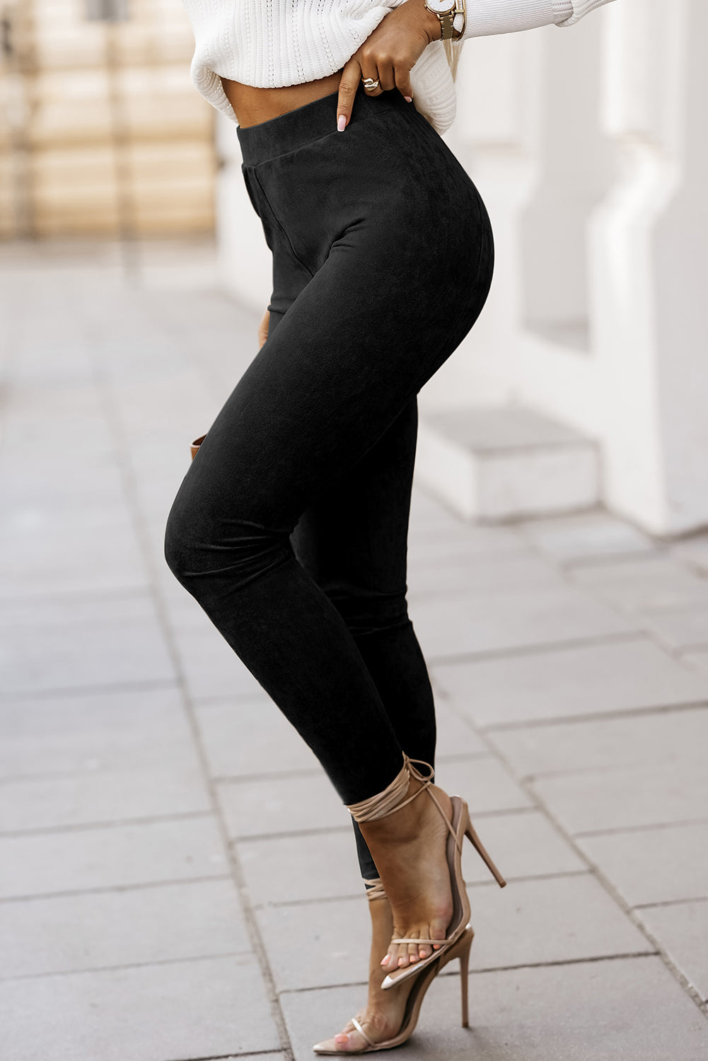 Light Gray High Waist Skinny Leggings Trends