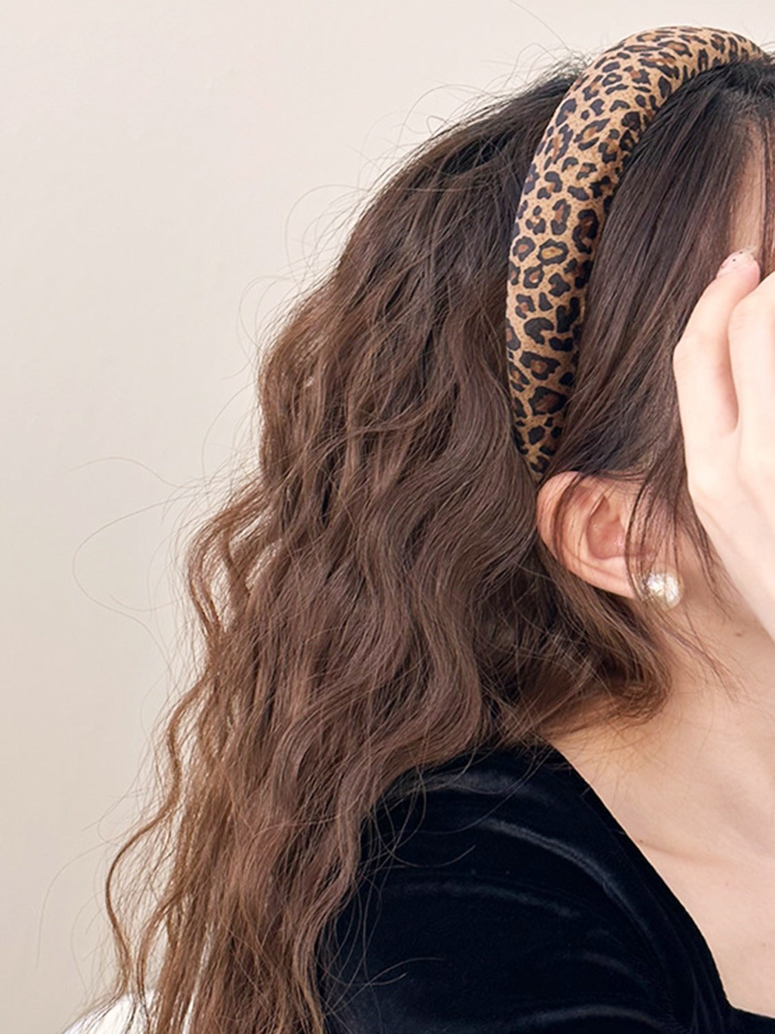 Light Gray Leopard Polyester Wide Headband Trends