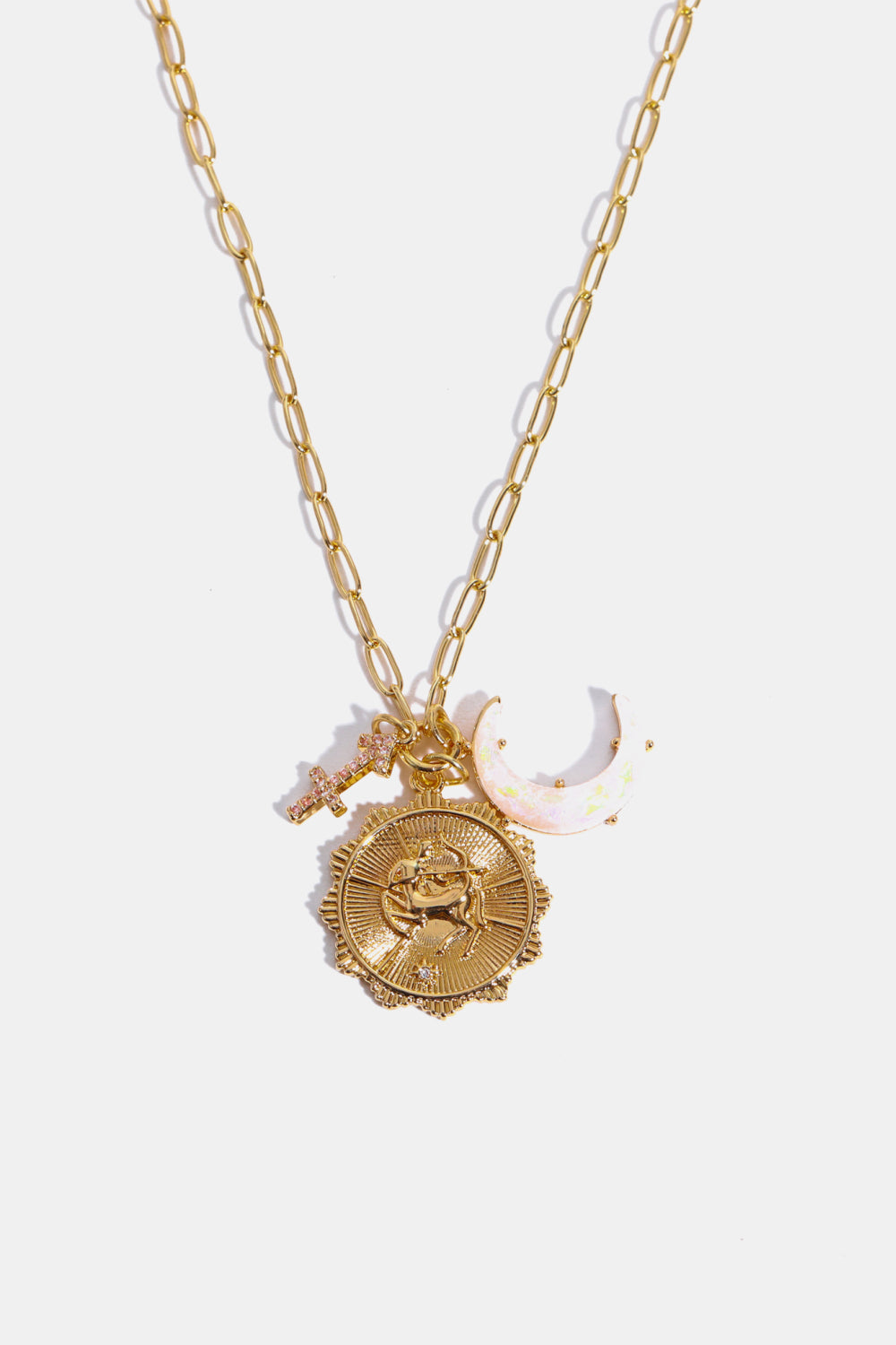 White Smoke Constellation and Moon Pendant Copper Necklace Zodiac