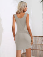 Light Gray Scoop Neck Sleeveless Bodycon Dress Trends