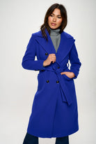 Light Gray Coalition LA Double-Breasted Longline Coat with Belt Coats & Jackets