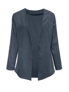 Dark Slate Gray Open Front Long Sleeve Cardigan Coats & Jackets