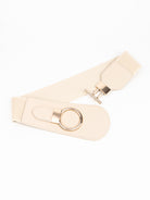 Antique White PU Elastic Wide Belt with Alloy Buckle Trends