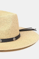 Antique White Fame Belt Strap Straw Hat