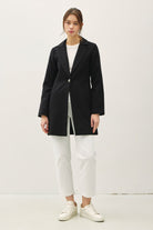 Antique White Be Cool Single Button Long Sleeve Coat with Pockets Coats & Jackets