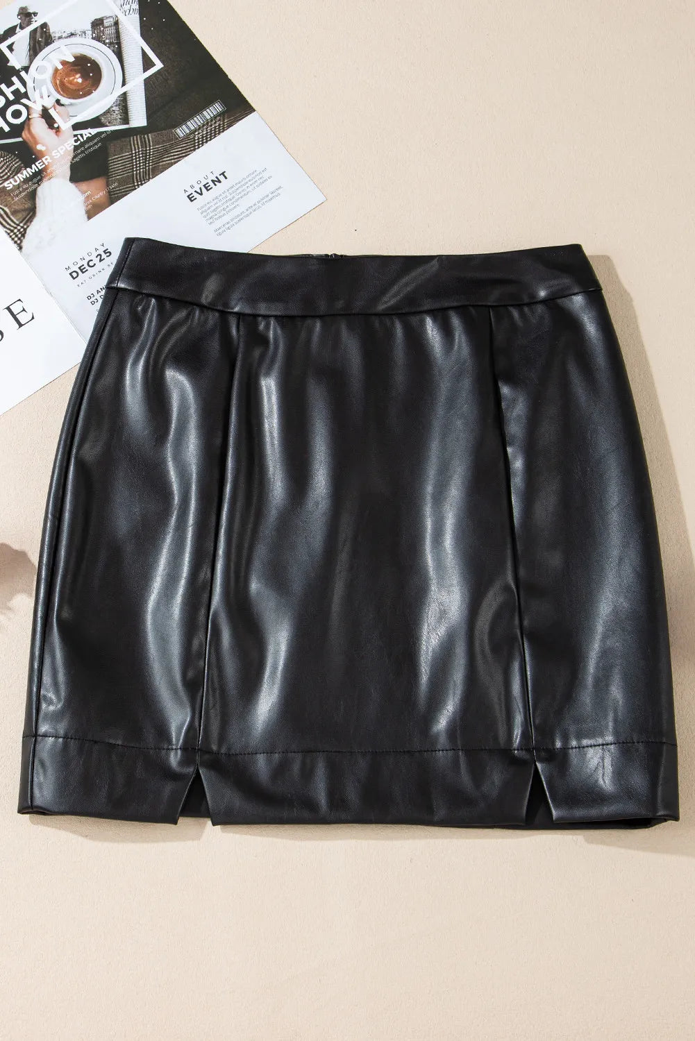 Dark Slate Gray PU Leather Mini Skirt Trends