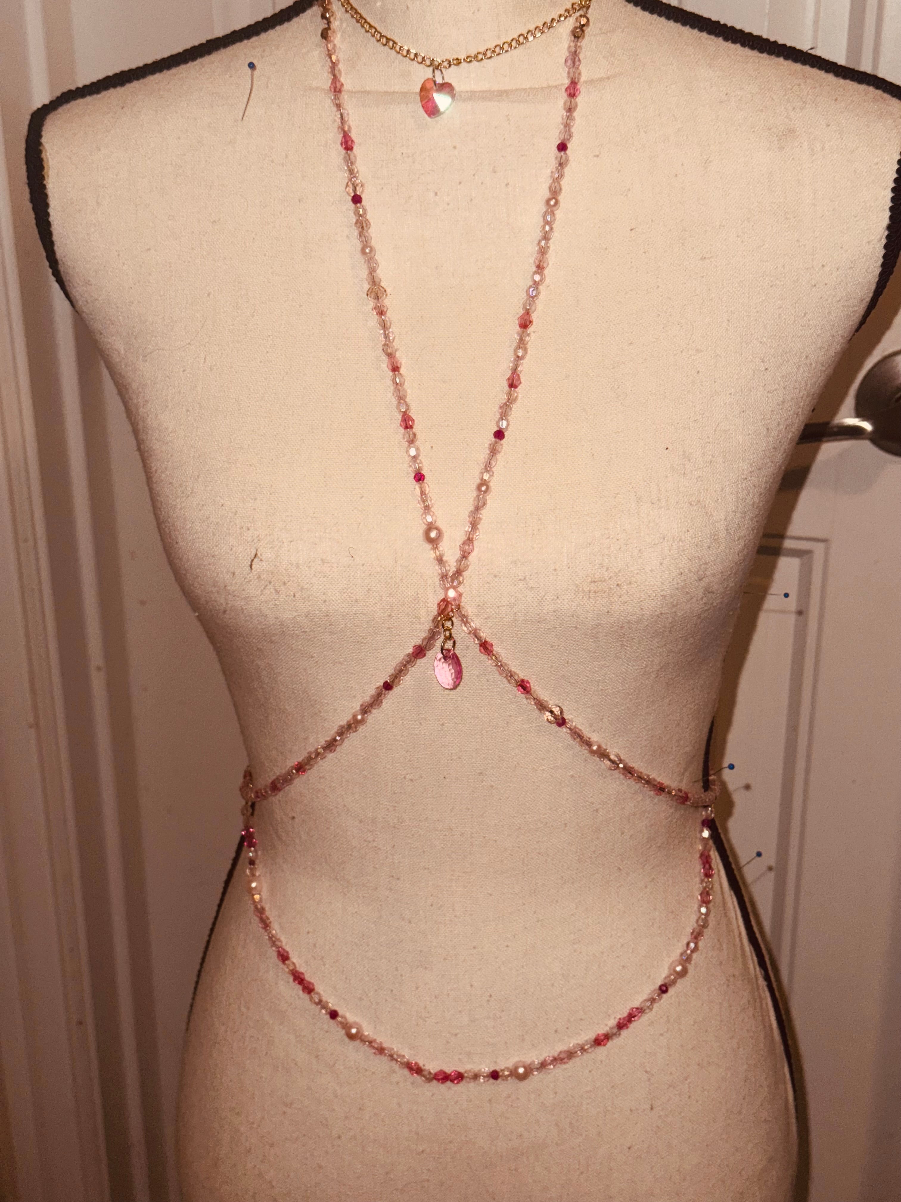 Wheat Lover Girl Pink Beaded Body Chain