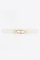 White Smoke Geometric Double Buckle Elastic Belt Trends