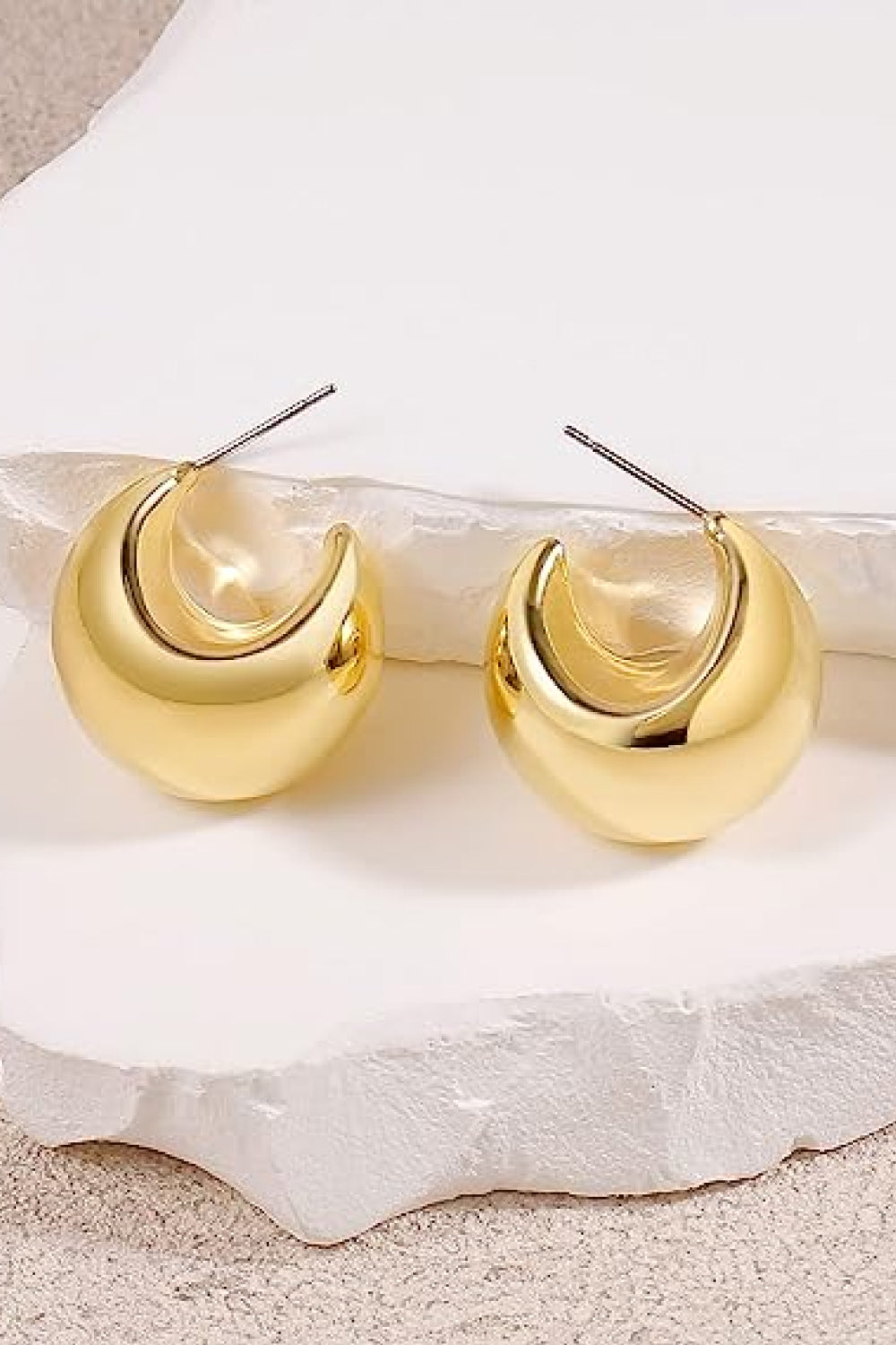 Light Gray Chunky C-Hoop Brass Earrings Dresses