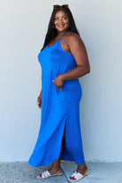 Light Steel Blue Ninexis Good Energy Full Size Cami Side Slit Maxi Dress in Royal Blue Dress