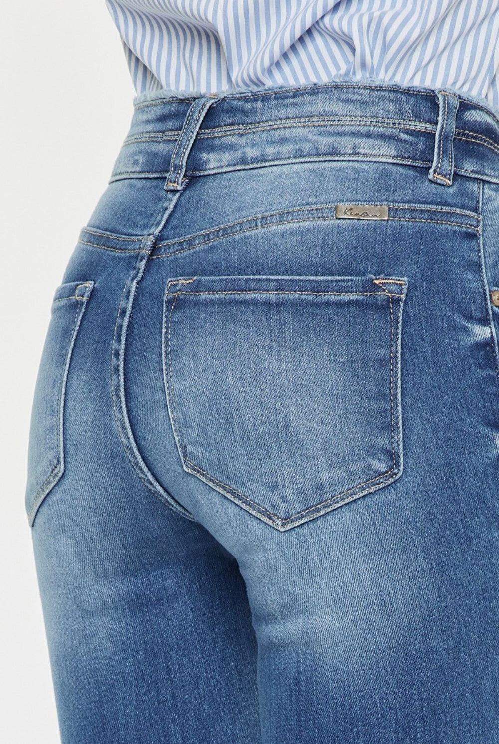 Slate Gray Kancan Distressed Raw Hem High Waist Jeans Denim
