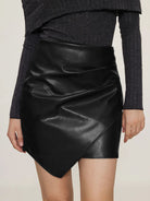 Dark Slate Gray Ruched Mini Skirt with Zipper Trends