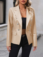 Dark Gray Ivy Lane Button Up Collared Neck Blazer Trends