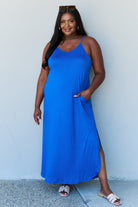 Light Steel Blue Ninexis Good Energy Full Size Cami Side Slit Maxi Dress in Royal Blue Dress