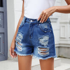 Light Gray Distressed Raw Hem Denim Shorts Denim