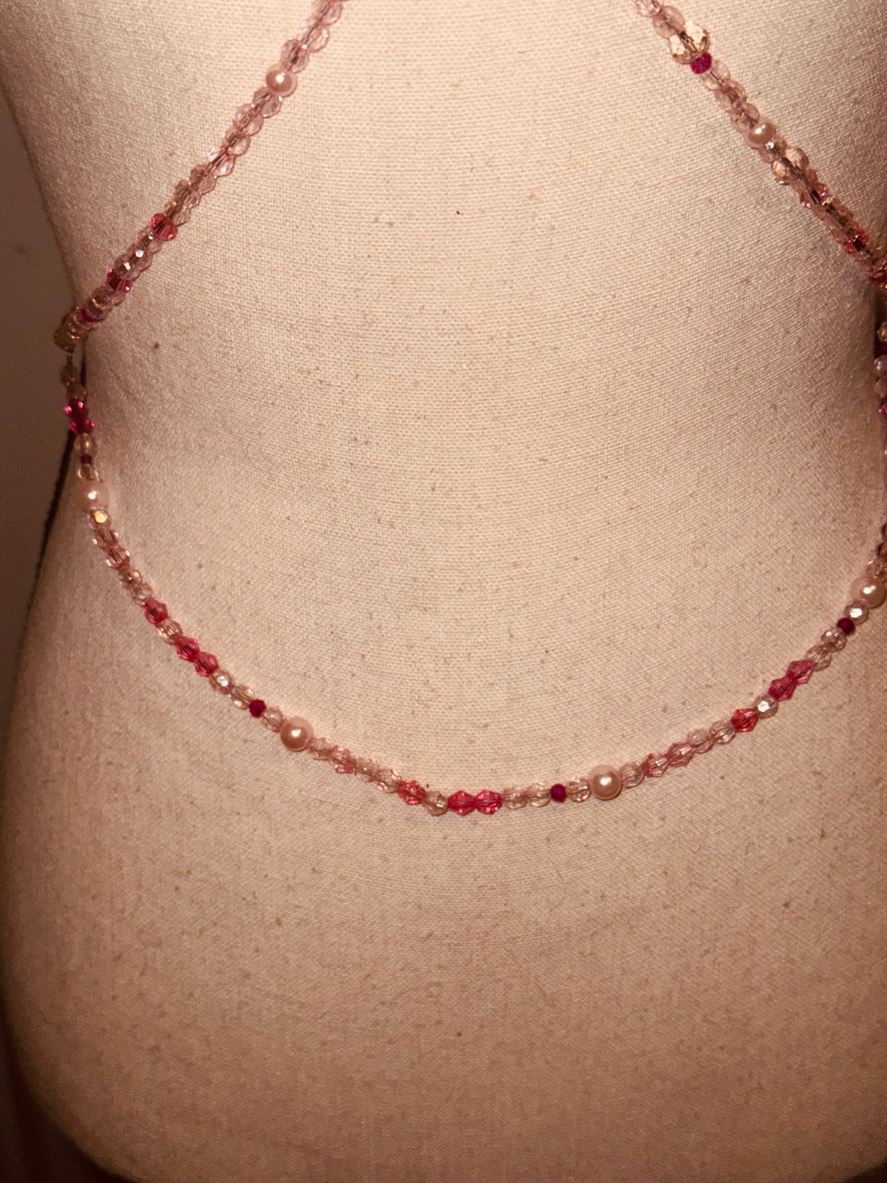 Tan Lover Girl Pink Beaded Body Chain