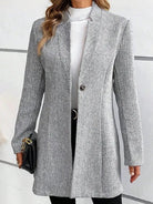 Light Gray One Button Long Sleeve Coat Coats & Jackets