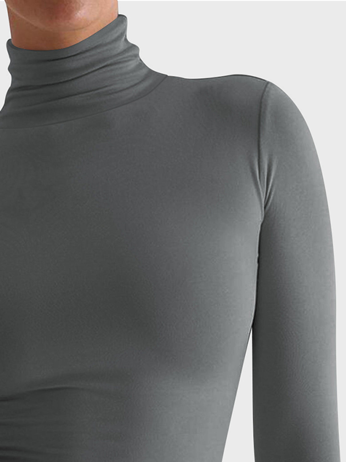 Dark Slate Gray Lovelet Turtleneck Long Sleeve T-Shirt Trends