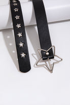 Dark Slate Gray PU Leather Star Shape Buckle Belt