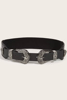 Dark Slate Gray Double Buckle PU Leather Belt