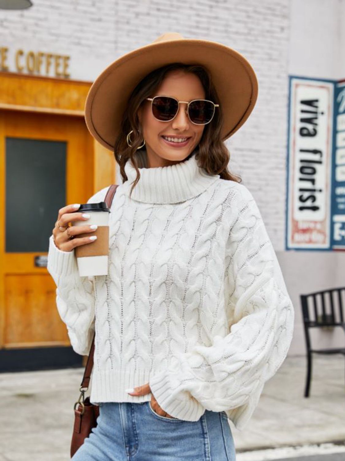 Light Gray Turtle Neck Cable-Knit Sweater Trends