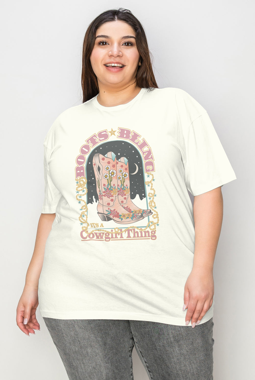 Antique White Simply Love Full Size Vintage Western Cowgirls Graphic T-Shirt
