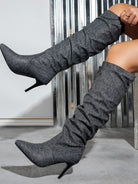 Dark Gray Point Toe Stiletto Boots Trends