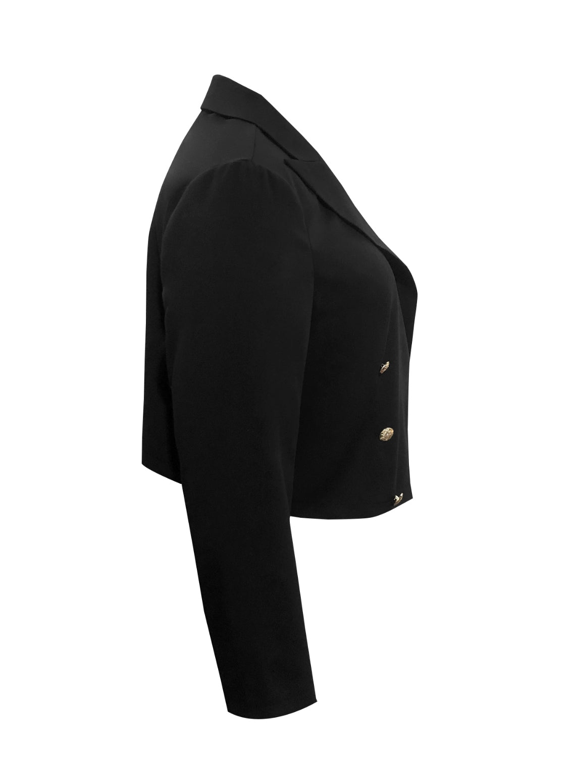 Black Plus Size Buttoned Lapel Collar Long Sleeve Blazer Trends