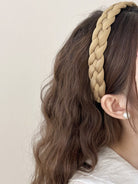 Dark Slate Gray Polyester Braided Wide Headband Trends