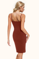 Saddle Brown Basic Bae Full Size Built-In Shapewear Scoop Neck Sleeveless Dress Trends