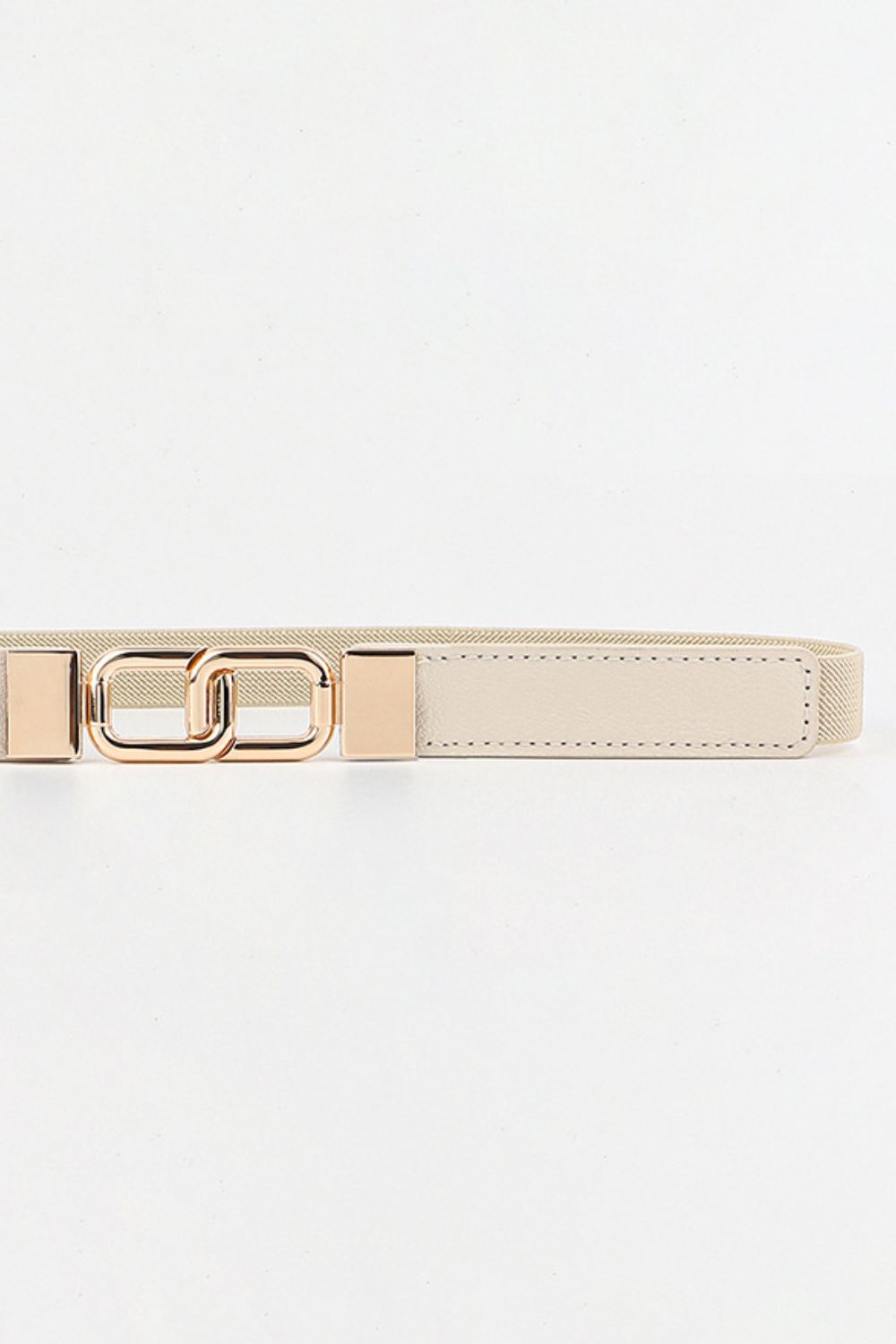 White Smoke Geometric Double Buckle Elastic Belt Trends