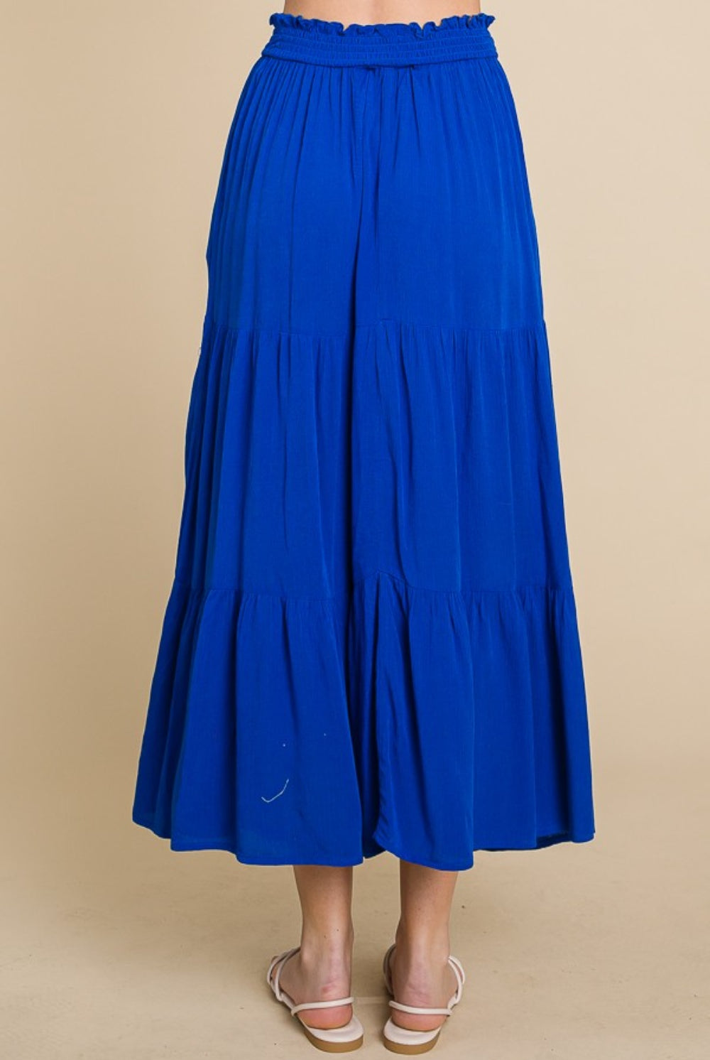 Dark Blue Beach Walk Full Size Frill Ruched Midi Skirt Maxi Skirt