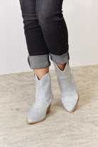 Light Gray East Lion Corp Rhinestone Ankle Cowboy Boots